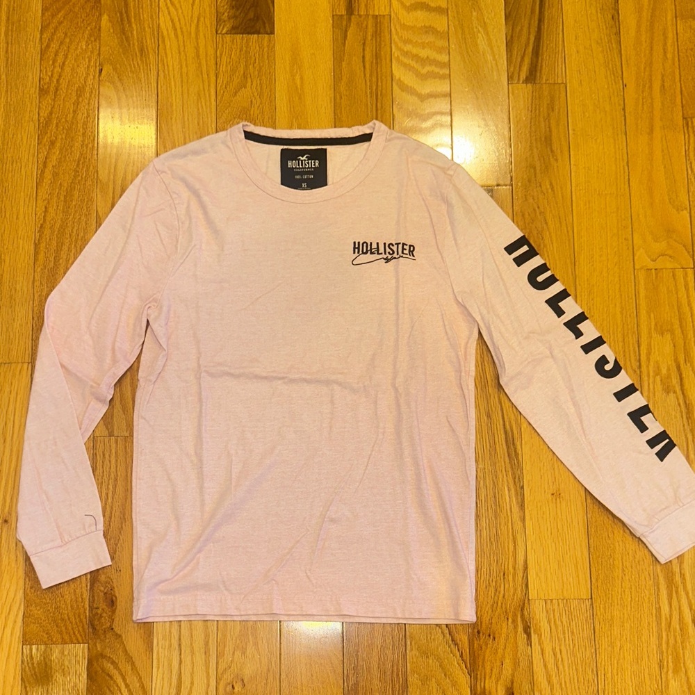 Boys Hollister Light Pink Graphic Long Sleeve Tee size:XS